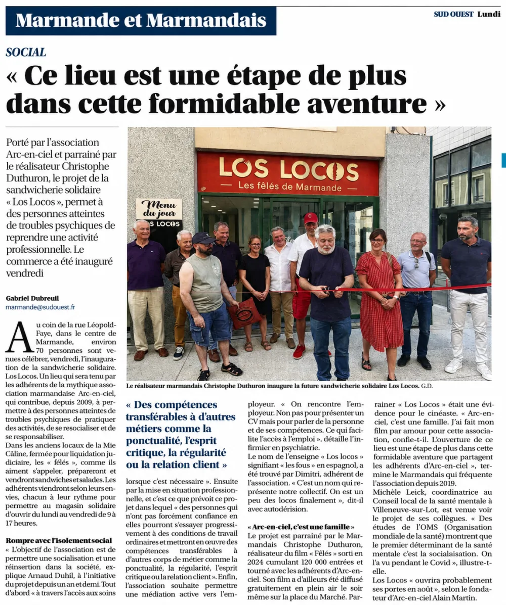 Article de presse consacré à l’inauguration de Los Locos
