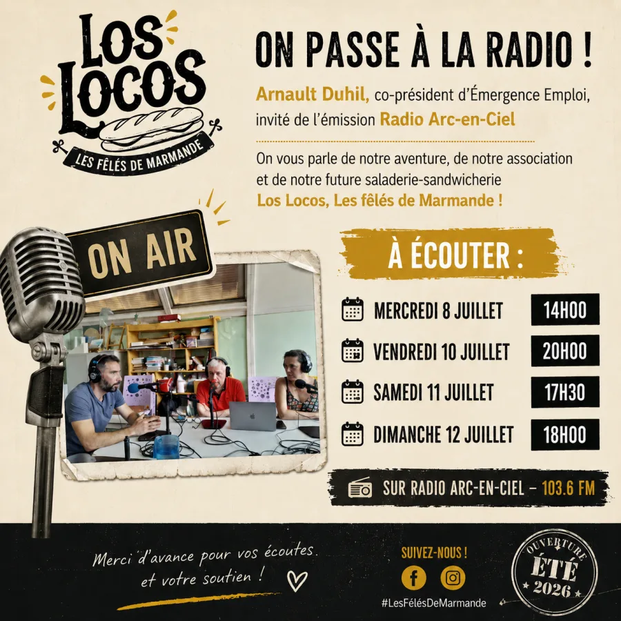 Affiche annonçant les émissions de Radio Arc-en-Ciel consacrées à Los Locos
